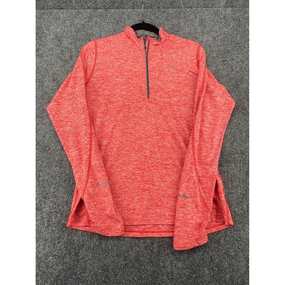 Nike Dri-FIT Running Half Zip Pullover Mens Medium Red Heathered Long Sleeve Top